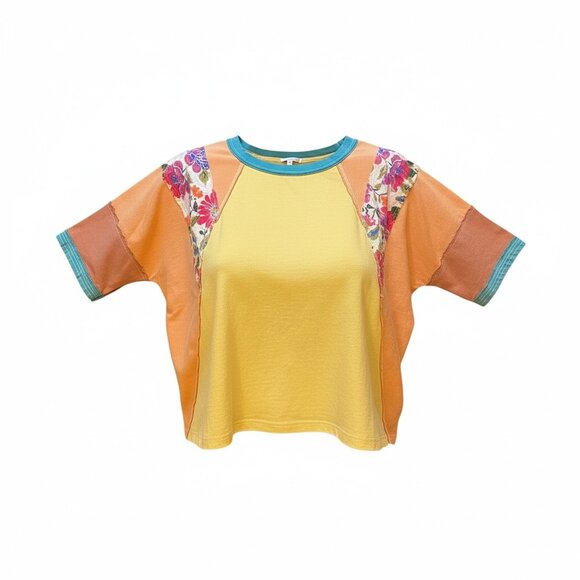 Easel BOHO Mixed Media Dolman Sleeve Tee Top Sz L #247L - Picture 2 of 6